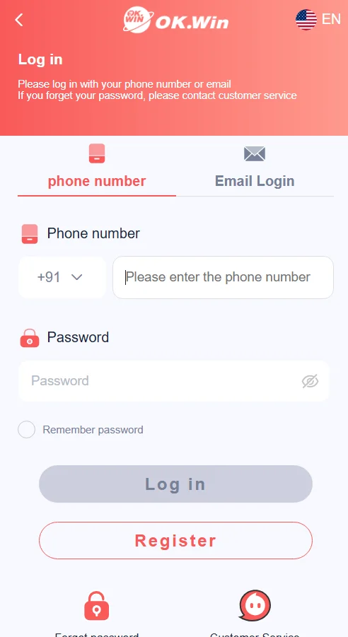 OK Win login page