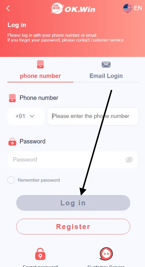 Click the Login button