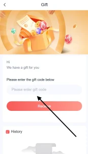 Enter the gift code