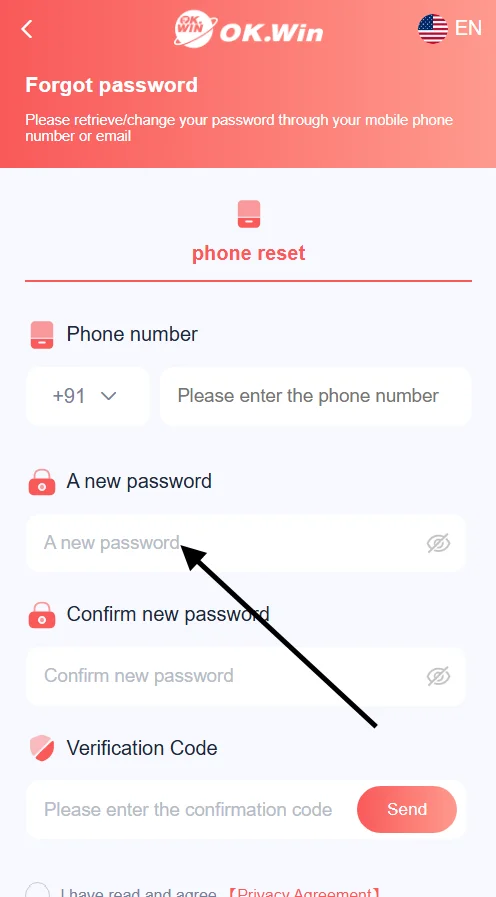 ok win app set a new password